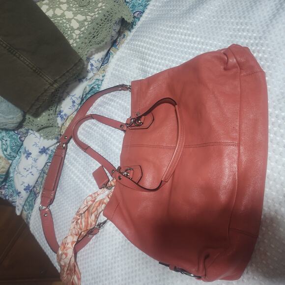 COACH EUC KRISTIN LEATHER CORAL SATCHEL CROSSBODY BAG - Picture 7 of 10
